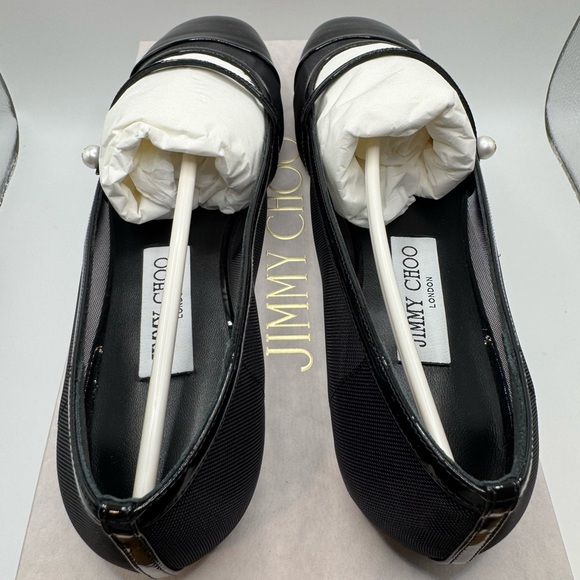 New Authentic Jimmy Choo Elisa Flat Sandals Black 38 - Picture 2 of 11